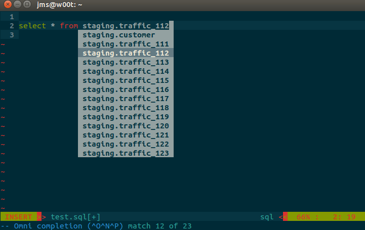Vim table-name completion menu populated by dbext.